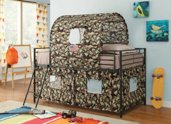 Camouflage - Tent Loft Bed With Ladder - Army Green - Image 3