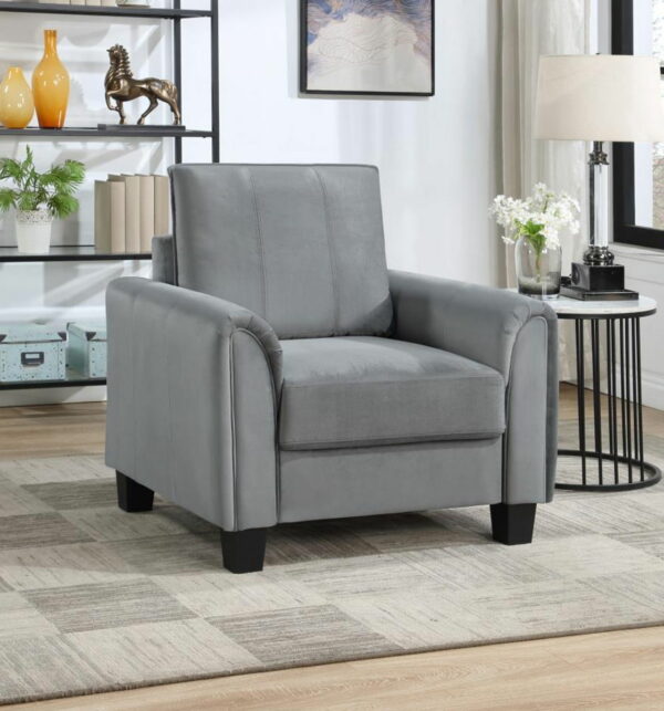 Davis - Upholstered Rolled Arm Accent Chair - Grey - Image 4