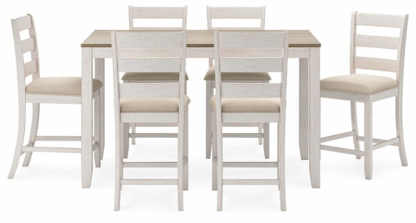 Skempton - White / Light Brown - Counter Height Dining Table And Bar Stools (Set of 7) - Image 3