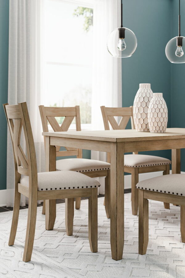 Sanbriar - Light Brown - Rect Drm Table Set (Set of 7) - Image 2