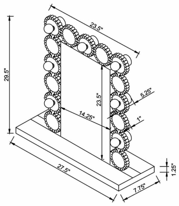 Aghes - Rectangular Table - Mirror With Led Lighting Mirror - Image 5