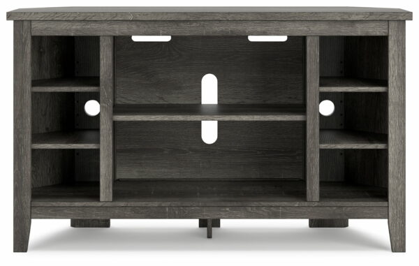 Arlenbry - Gray - Corner TV Stand With Glass/Stone Fireplace Insert - Image 7