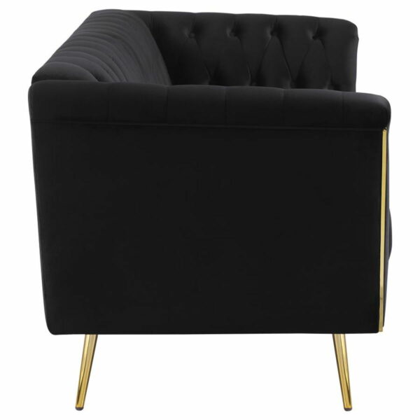 Holly - Tuxedo Arm Tufted Back Sofa - Black - Image 6