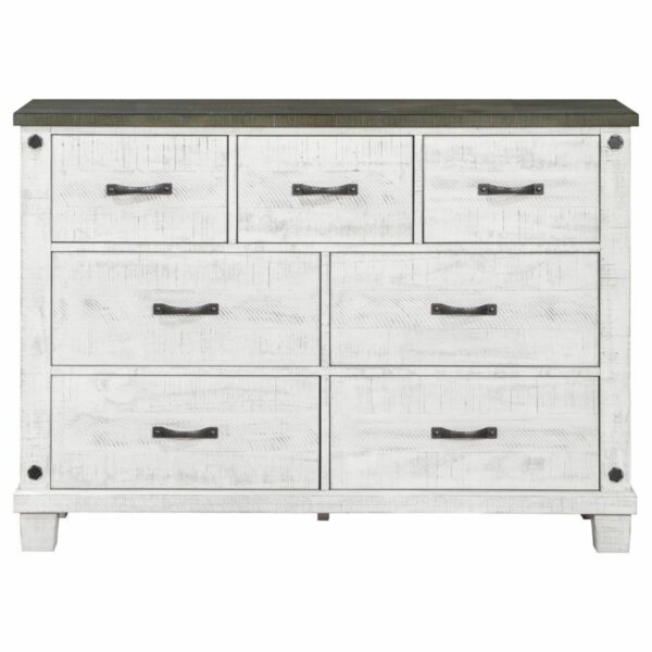 Lilith - 7-Drawer Dresser Distressed - Distressed Gray And White - Image 5