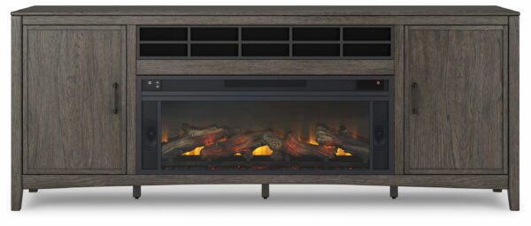 Montillan - Grayish Brown - 84" TV Stand With Electric Fireplace - Image 4