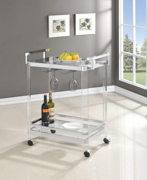 Jefferson - 2-Tier Glass Serving Cart - Clear - Image 3