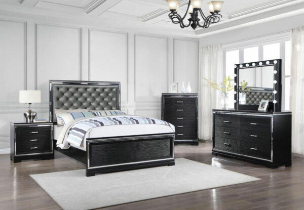 Cappola - Rectangular 6-drawer Dresser With Mirror - Silver And Black - Image 9