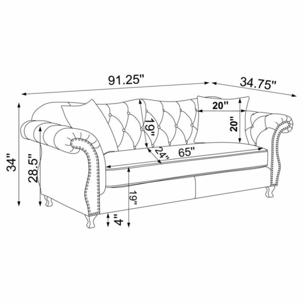 Frostine - Button Tufted Sofa - Silver - Image 2