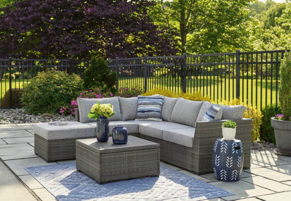 Petal Road - Gray - Loveseat Sectional, Ottoman, Table Set (Set of 4) - Image 2