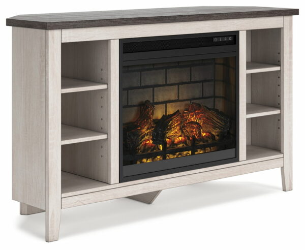 Dorrinson - Corner TV Stand With Fireplace Insert - Image 4