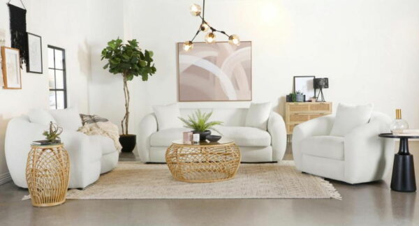 Isabella - Upholstered Tight Back Sofa - White - Image 10