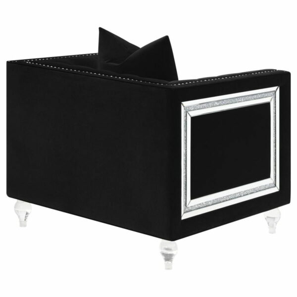 Delilah - Upholstered Tufted Tuxedo Arm Chair - Black - Image 11