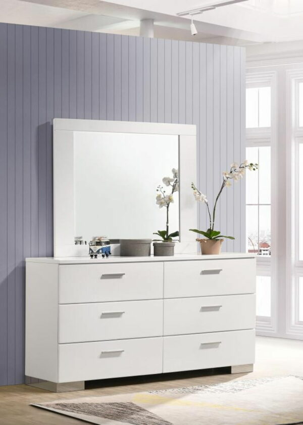 Felicity - 6-drawer Dresser With Mirror - Glossy White - Image 10