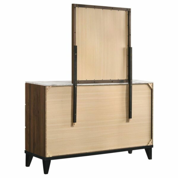 Mays - 6-Drawer Dresser With Mirror With Faux Marble Top - Walnut Brown - Image 9
