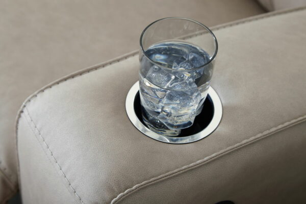 Lavenhorne - Pebble - Rec Sofa W/Drop Down Table - Image 4