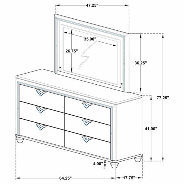 Veronica - 6-drawer Bedroom Dresser With Mirror - Light Silver - Image 10