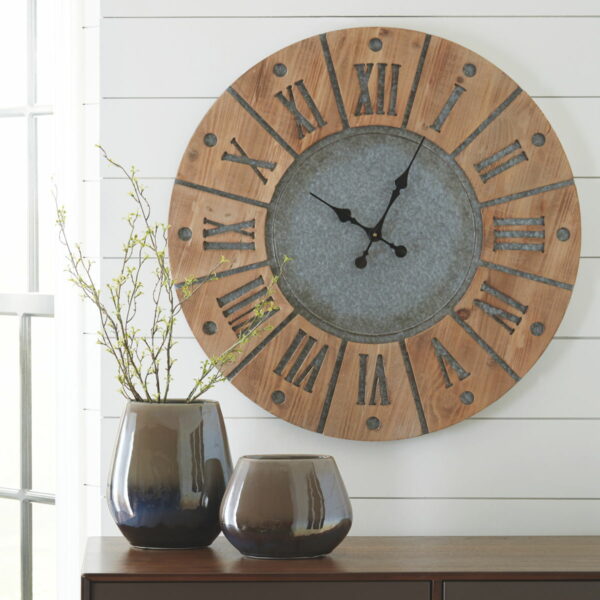 Payson - Antique Gray / Natural - Wall Clock - Image 2