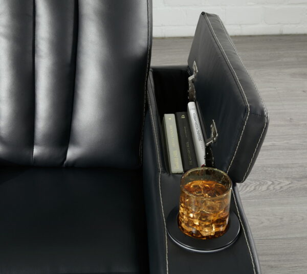 Center Point - Black - Rec Sofa W/Drop Down Table - Image 14