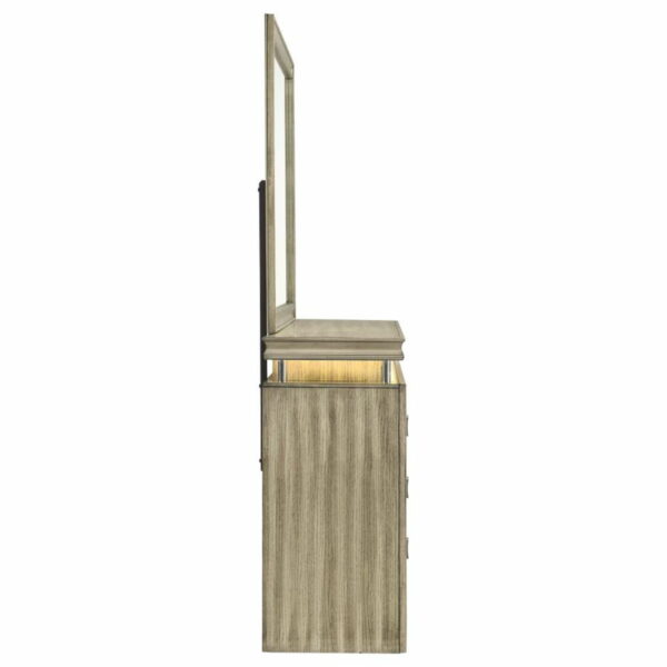 Giselle - 8-Drawer Bedroom Dresser With Mirror With LED - Rustic Beige - Image 4