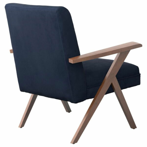 Cheryl - Wooden Arms Accent Chair - Dark Blue And Walnut - Image 3