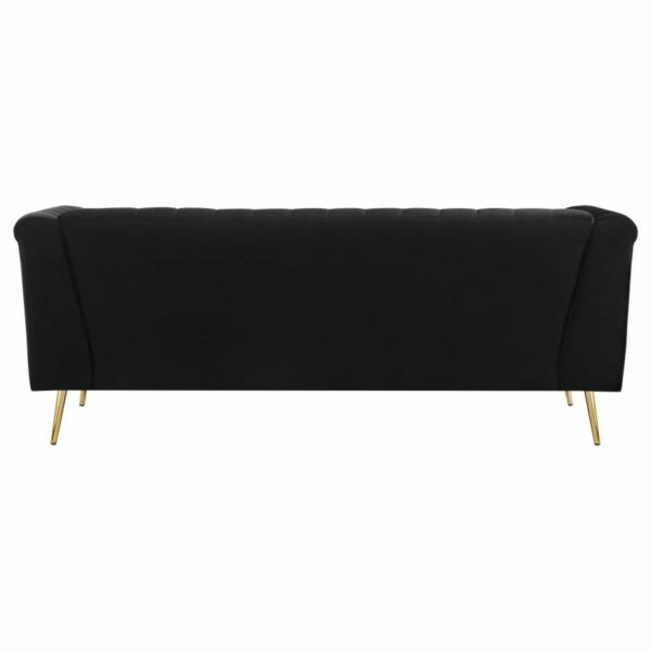 Holly - Tuxedo Arm Tufted Back Sofa - Black - Image 8