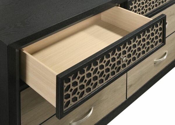 Valencia - 6-drawer Dresser With Mirror - Light Brown And Black - Image 14