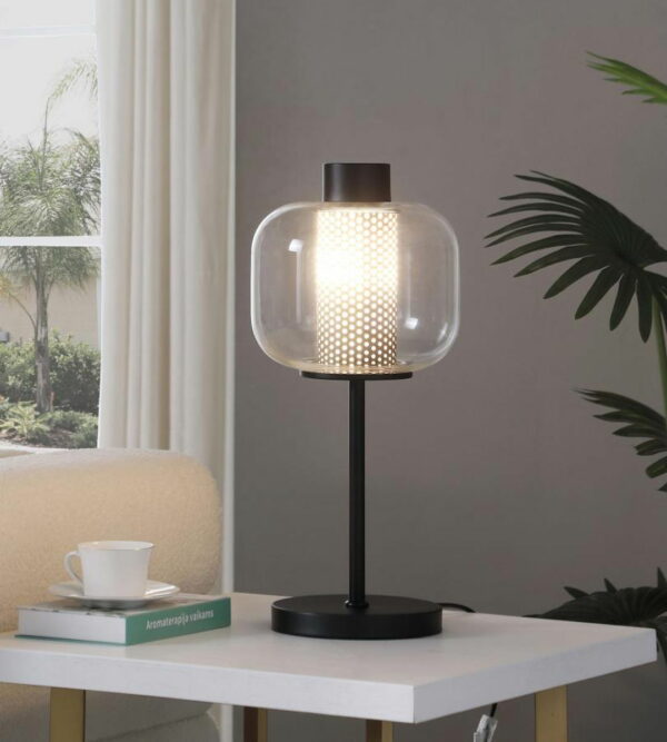 Ingrid - Glass Shade Bedside Table Lamp - Black - Image 4