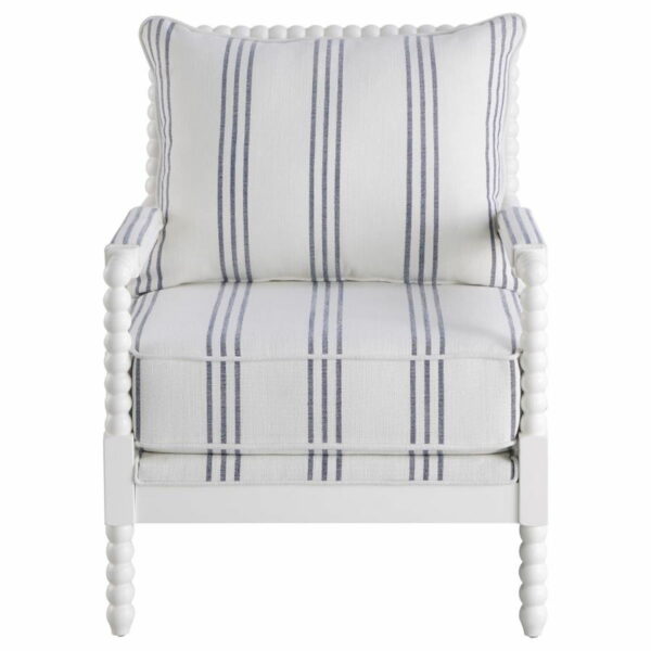 Blanchett - Upholstered Accent Chair With Spindle Accent - White And Navy - Image 6