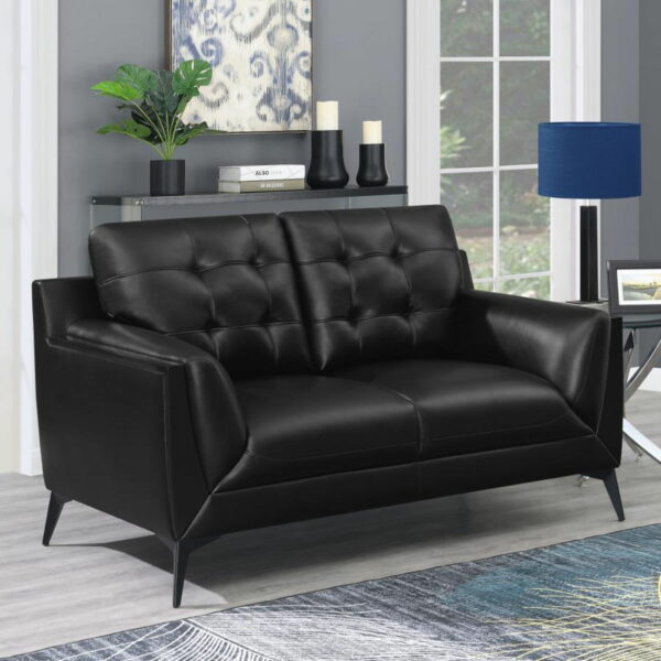 Moira - Upholstered Tufted Loveseat With Track Arms - Black - Image 4