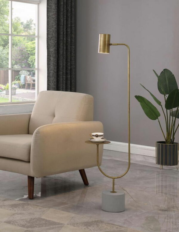 Jodie - Round Base Floor Lamp - Antique Brass And Gray - Image 4