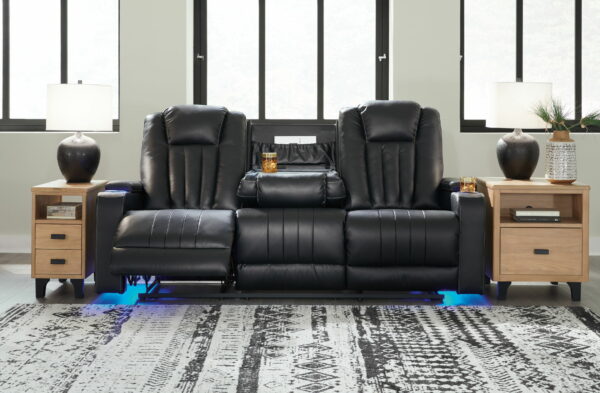 Center Point - Black - Rec Sofa W/Drop Down Table - Image 12