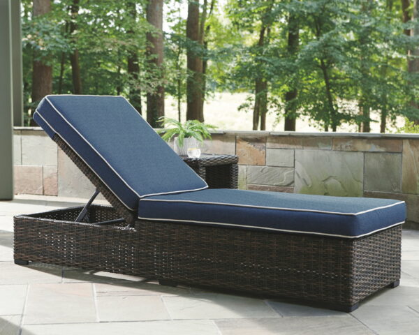 Grasson - Brown / Blue - Chaise Lounge With Cushion - Image 6
