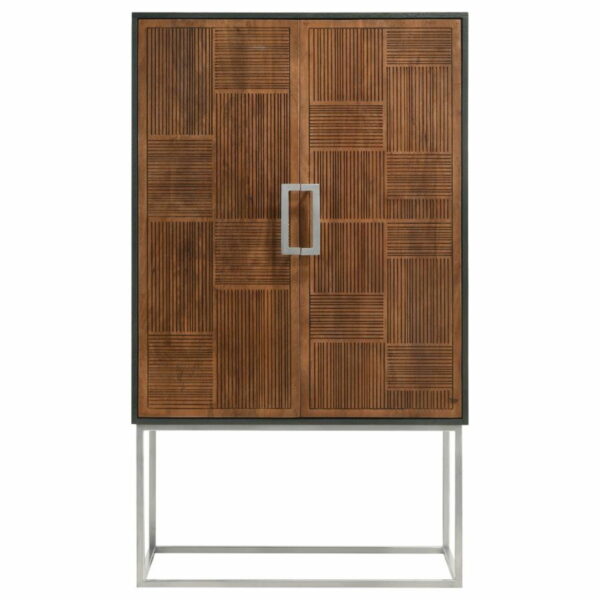 Borman - 2-Door Bar Cabinet Wine Storage - Walnut And Black - Image 9