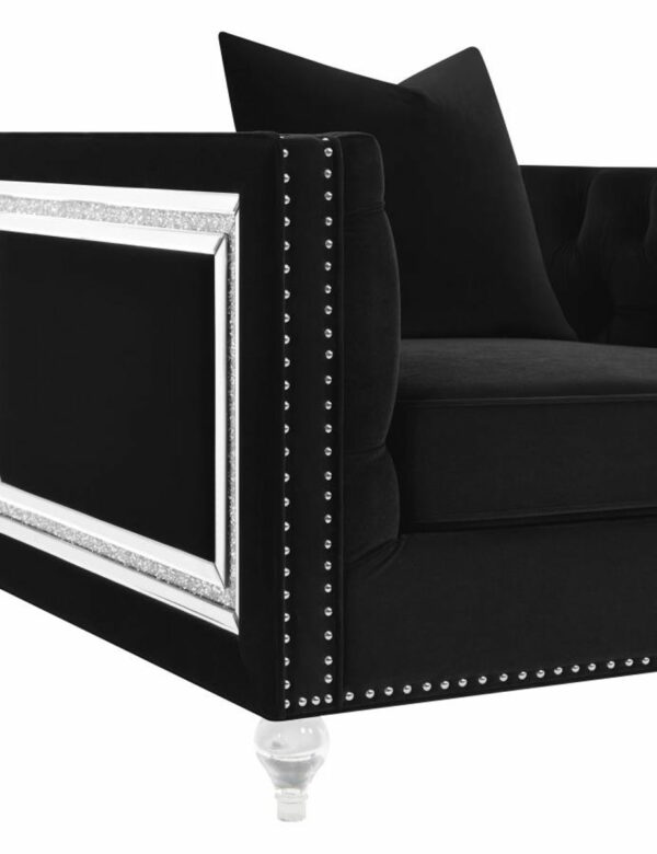 Delilah - Upholstered Tufted Tuxedo Arm Sofa - Black - Image 12