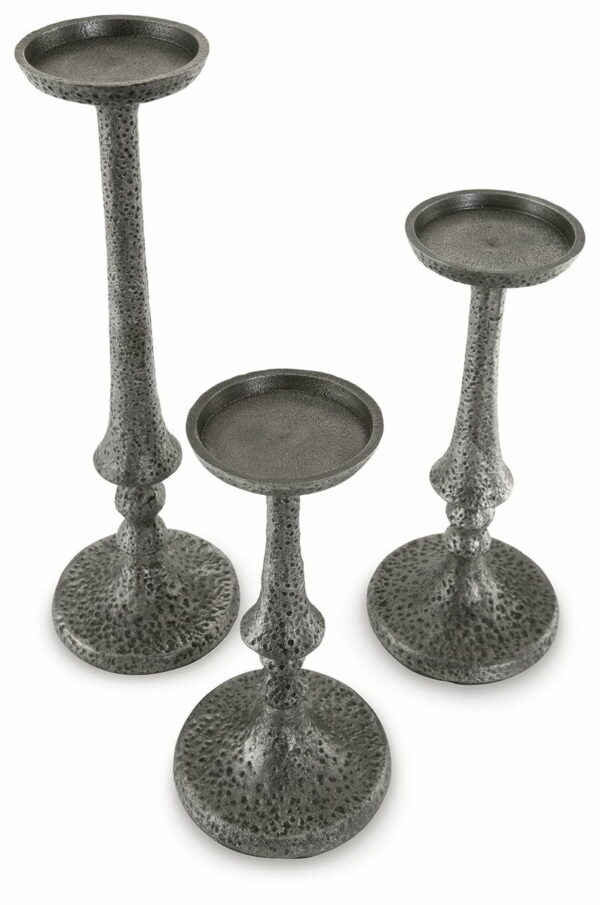 Eravell - Pewter Finish - Candle Holder Set (Set of 3) - Image 5