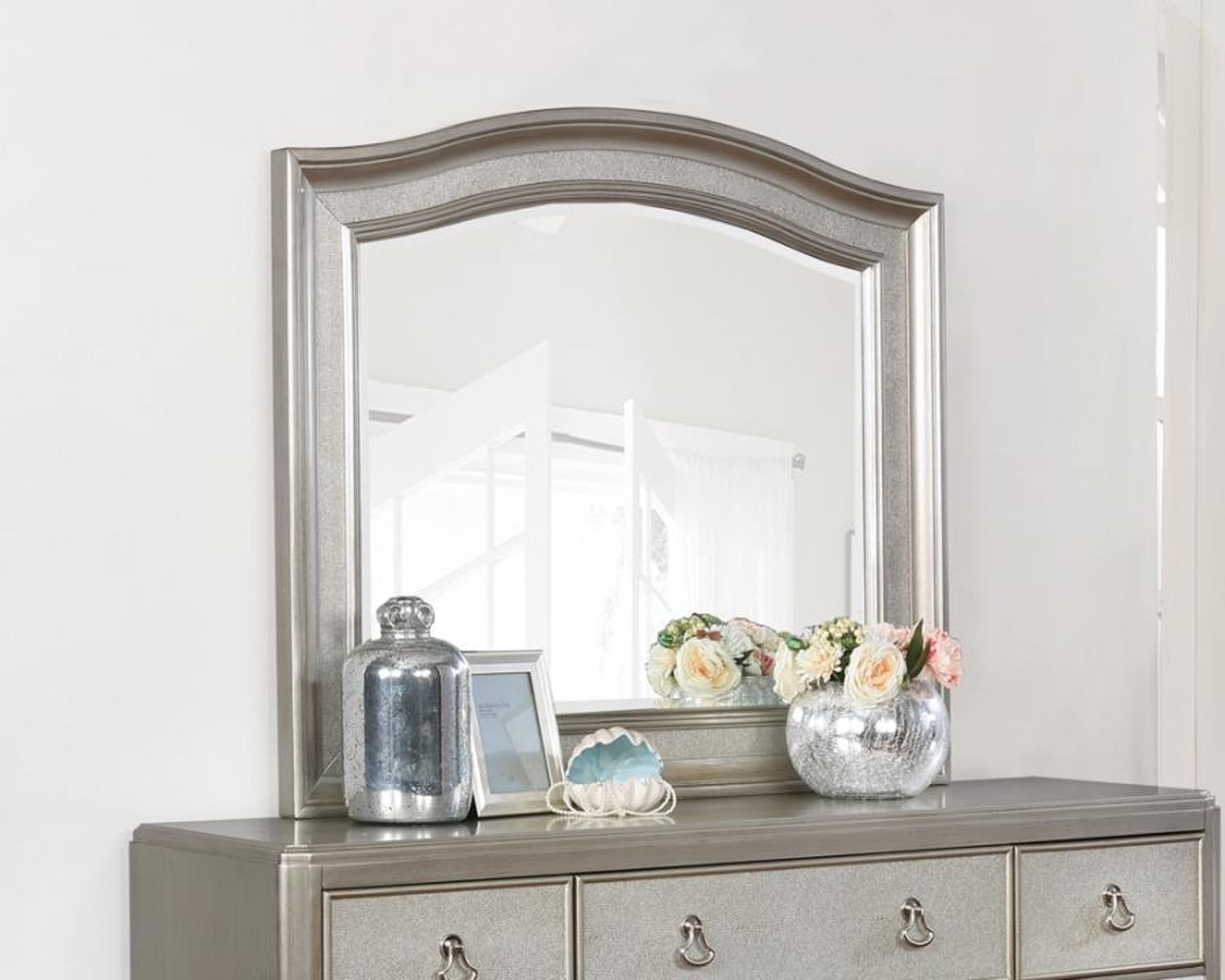 Bling Game - Arched Dresser Mirror - Metallic Platinum - Image 6