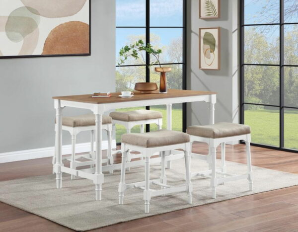 Martina - 5 Piece Rectangular Counter Height Dining Set - Brown And White - Image 9