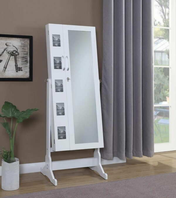 Doyle - Jewelry Cheval Mirror With Picture Frames - White - Image 2