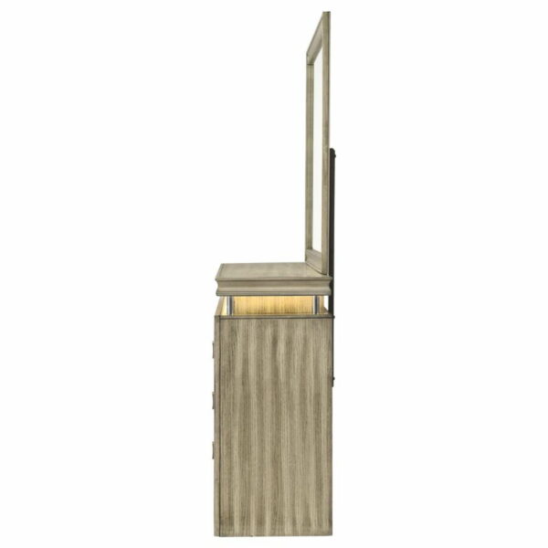 Giselle - 8-Drawer Bedroom Dresser With Mirror With LED - Rustic Beige - Image 15