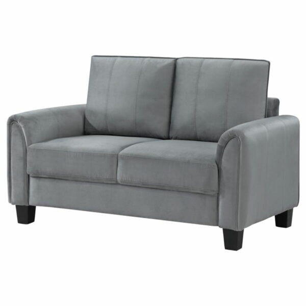 Davis - Upholstered Rolled Arm Loveseat - Grey - Image 6