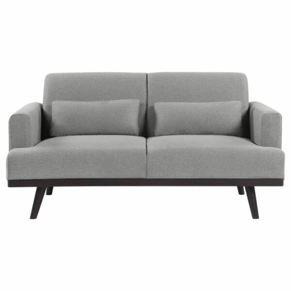 Blake - Upholstered Loveseat With Track Arms - Sharkskin And Dark Brown - Image 4