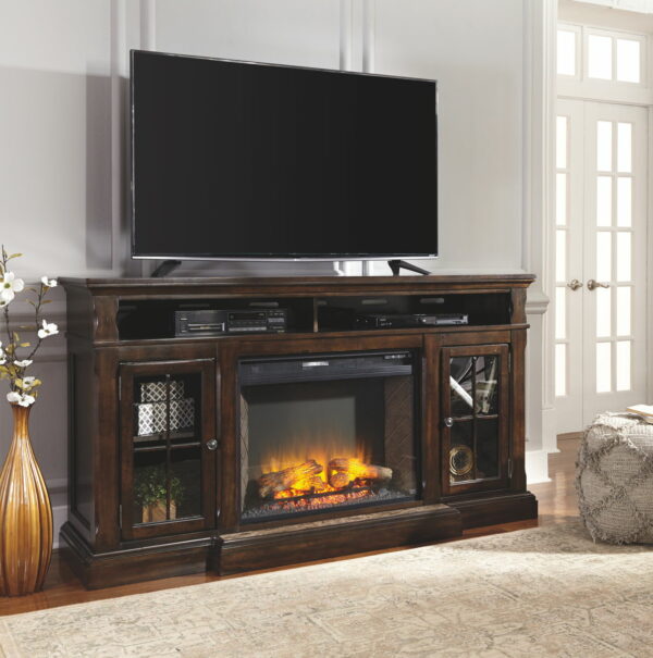 Roddinton - Dark Brown - XL TV Stand W/Fireplace Option - Image 6