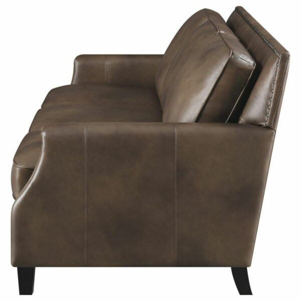 Leaton - Upholstered Recessed Arms Sofa - Brown Sugar - Image 3