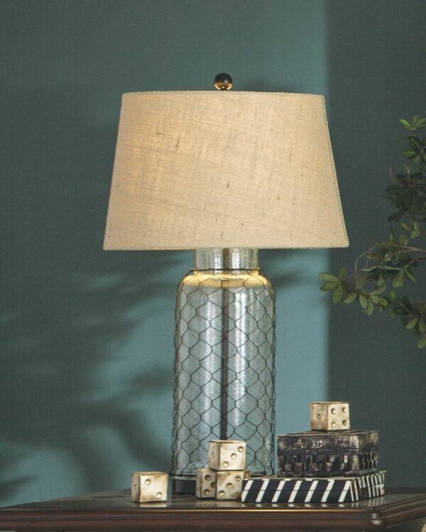 Sharmayne - White - Glass Table Lamp - Wrapped With Wire - Image 2