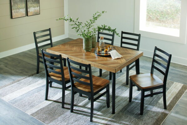 Blondon - Brown / Black - Rectangular Drm Table Set (Set of 7) - Image 4