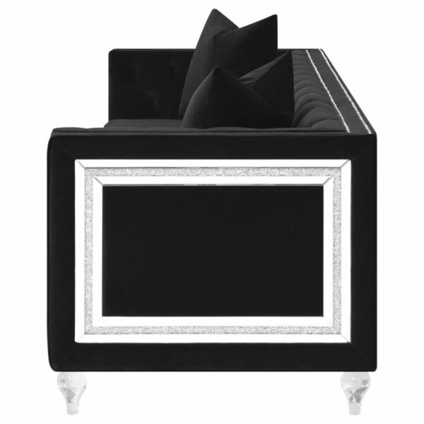 Delilah - Upholstered Tufted Tuxedo Arm Sofa - Black - Image 13