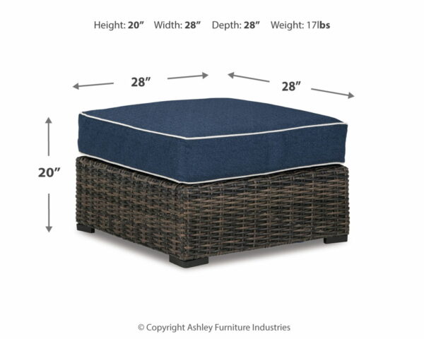 Grasson - Brown / Blue - Ottoman With Cushion - Image 2