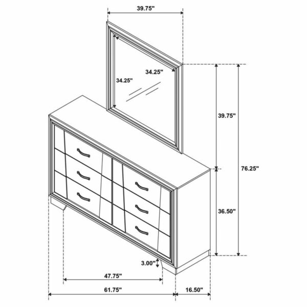 Janine - 6-Drawer Dresser With Mirror - Grey - Image 11