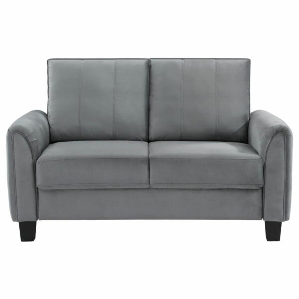Davis - Upholstered Rolled Arm Loveseat - Grey - Image 5