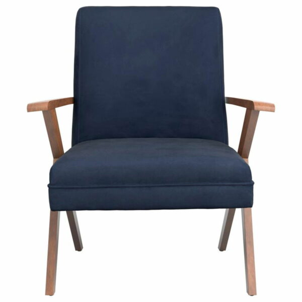 Cheryl - Wooden Arms Accent Chair - Dark Blue And Walnut - Image 7